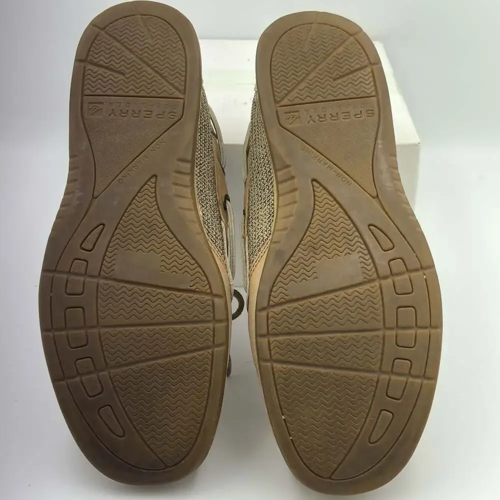 Sperry Top Sider Shoes Mens Size 9 Brown Leather Canvas Boat Shoes Loafers